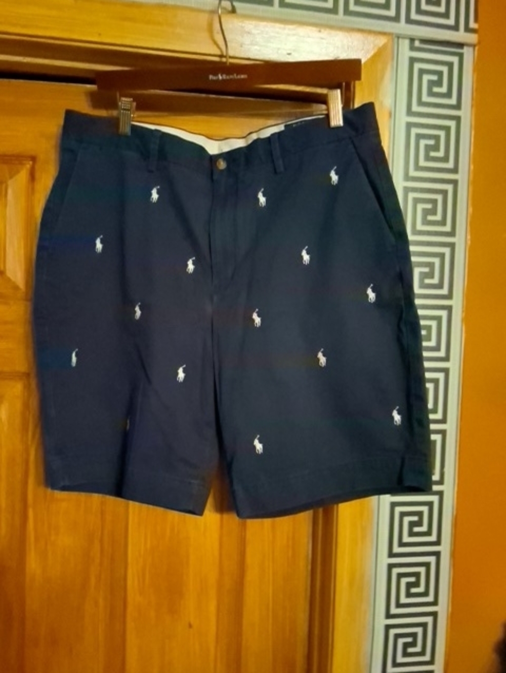 Polo by Ralph Lauren Navy Embroidered Polo Player Flat-Front Men’s Shorts